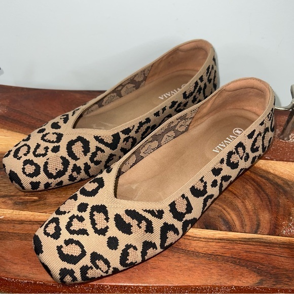 Vivaia Shoes - VIVAIA Leopard Print Knit Flats Square Toe Comfortable Slip On Shoes Women’s 9